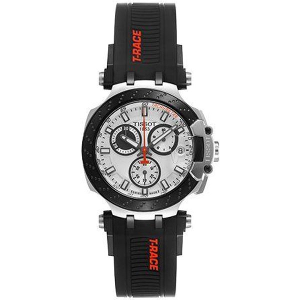 Reloj Tissot Serie Racing Movimiento De Cuarzo Resistente Al Agua 100M Caja De Acero Inoxidable 43 Mm Esfera Blanca Correa De Silicona Relojes Para Hombre T115.417.27.011.00 Basic Set (Wrist Watch+Watch Box),White Dial-image