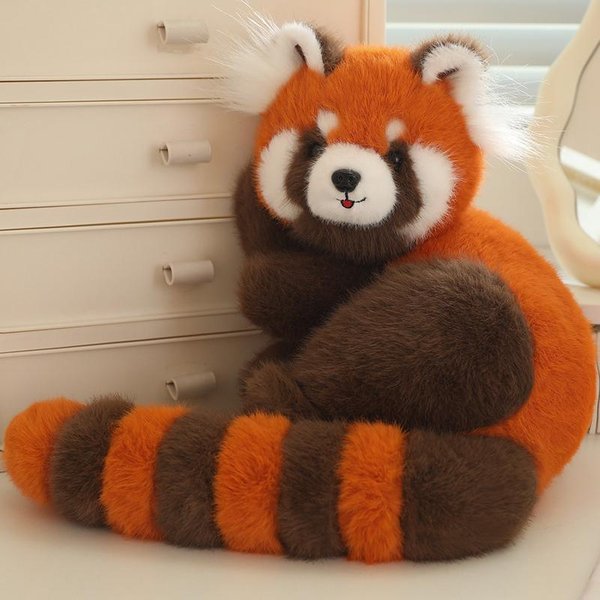 Realistyczne LeżąCe Pluszowe Lalki Szopa Maskotki Wypchane Zabawki Realistyczne Poduszki Panda MałA ZwierząTka Zabawki Prezent Urodzinowy śWiąTeczny 50Cm PomarańCzowy-image