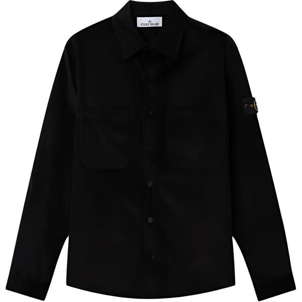 Stone Island Kolekcja Wiosna Lato Ss26 Koszula Z DłUgim RęKawem LuźNa Codzienna Wygodna Z Guzikami, PodwóJną Kieszenią I Logo Na Lewym RęKawie L1S151200040S0144-V0029 XL Black-image
