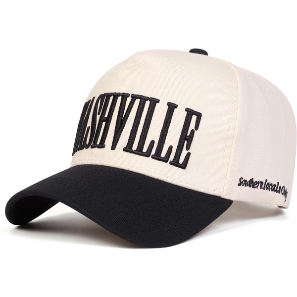 Gorras De BéIsbol Unisex Con Bordado De Letras Nashville Primavera OtoñO Ajustables Para Exteriores Sombreros Casuales Sombrero Protector Solar Gorra Deportiva White-image