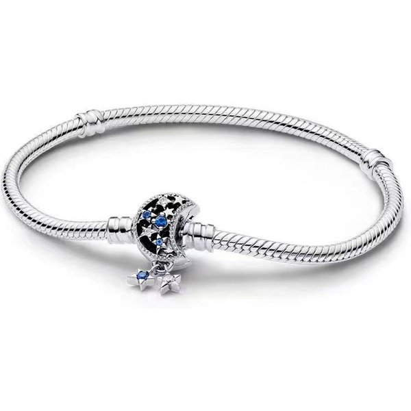 Pulsera De Plata De Ley 925 100% Con Corona, CorazóN Y Hueso De Serpiente, Regalo De CumpleañOs Para Mujer. 20Cm-image