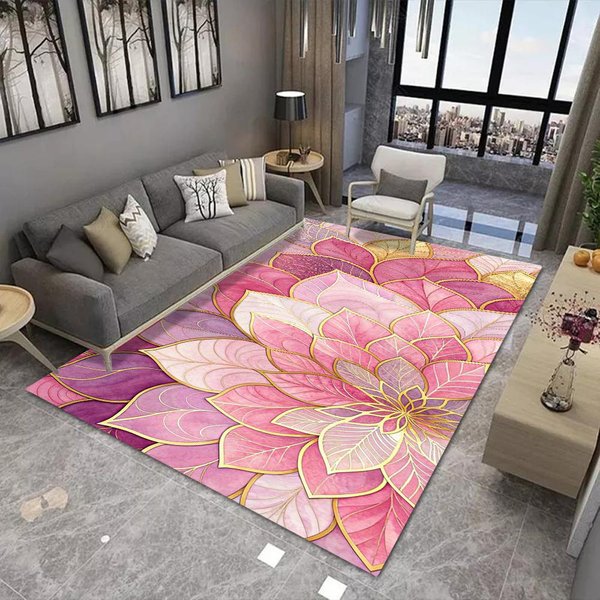 Dywanik Mat Maty Dywan Mandala 3D Bohema Kolorowy Kwiatowy WzóR Nowoczesny Salon WystróJ Domu AntypośLizgowy MięKki Dywanik PodłOgowy WystróJ Sypialni 40X60Cm-image