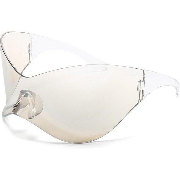 Oversize Punkowe Gogle Okulary PrzeciwsłOneczne Damskie MęSkie Luksusowa Marka Projektant Y2K Srebrne Sportowe UV400 White-image