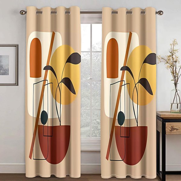 Cortinas Estores Modernas Simples Arte Abstracto Elegantes Coloridas Para Sala De Estar Dormitorio BañO Cocina Puerta DecoracióN Del Hogar 2 Piezas W75X166H(Cm)X2Pcs&Grommet Top-image