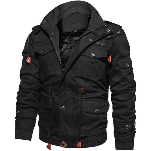 Chaquetas De Lana De Invierno Para Hombres Abrigo Con Capucha CáLido Ropa De Abrigo Gruesa TéRmica Chaqueta Militar Para Hombres XL Negro-image