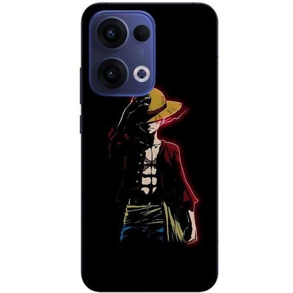 Coque De TéLéPhone - Maniacase - Oppo Reno 13 5G - Silicone - Souple - One Piece Manga Luffy Negro-image