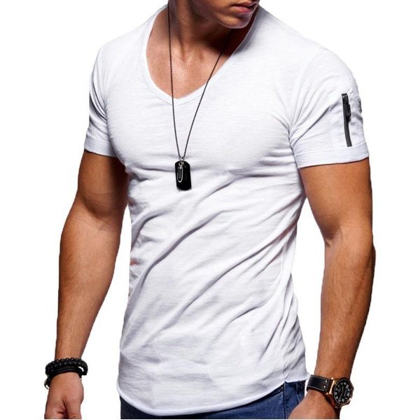 Camiseta Para Hombre Ropa Para Hombre Cuello En V Color SóLido Talla Grande Casual Manga Corta Camiseta S Brown-image