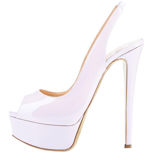Sandalias De Mujer Sexy 14 Cm Tacones SúPer Altos Sandalias De Plataforma Con Punta Abierta Vestido De Fiesta De Gladiador Zapatos De Boda Rojos 41 Blanco-image