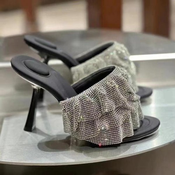 Moda 2025 Styl Gwiazdy Luksusowe DżEty SandałY Damskie Eleganckie Szpilki Wysokie Obcasy Slingback SandałY Gladiator Letnie Imprezowe Buty Na Bal 34-image