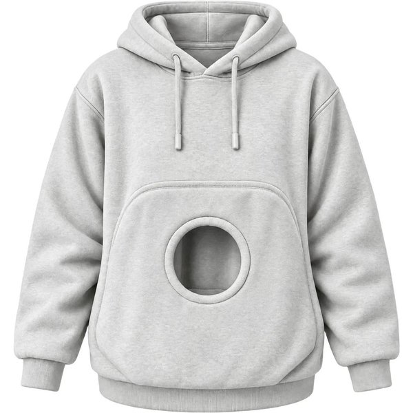 Unisex Bluza Z Kapturem Na Kieszeń Dla Psa, Bluza Z DłUgim RęKawem, LuźNy KróJ, Casualowy, CiepłY Sweter Bez S White-image