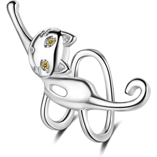 925 Srebro Sterling 1 PC Fox Klips Kolczyki Mankietowe Bez PrzekłUwania Dla Dziewczyn Party Bez Otworu Kolczyki BiżUteria S-E1077 White-image