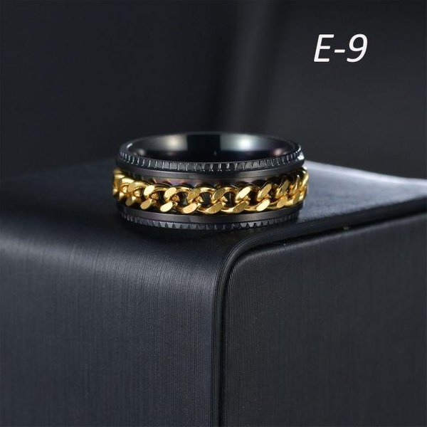 Anillos De Acero De Titanio Anillos Giratorios De Cadena Spinner 5 Colores Anillo Relajante Para Hombre Alta Calidad Cool Boy Punk JoyeríA Para Fiesta Regalos 11 Black-image