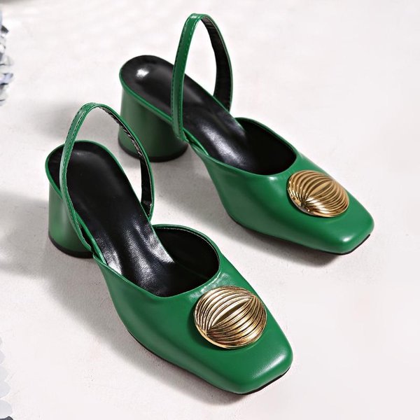 Damskie Buty Na Wysokim Obcasie, Modne, Kwadratowe Noski, SkóRzane, CzółEnka, Eleganckie Damskie Buty Na Obcasie, Luksusowe Buty Na Obcasie 43 Zielony-image