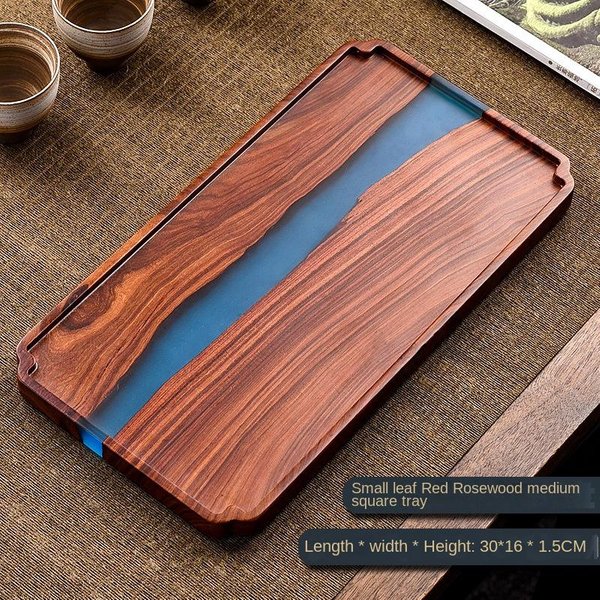 Bandeja De Té De Madera Resina Epoxi De Alta Calidad Mesa De Té Retro Para El Hogar Bandeja PequeñA Para Burbujas Secas Bandeja Bandeja Para Aperitivos-image