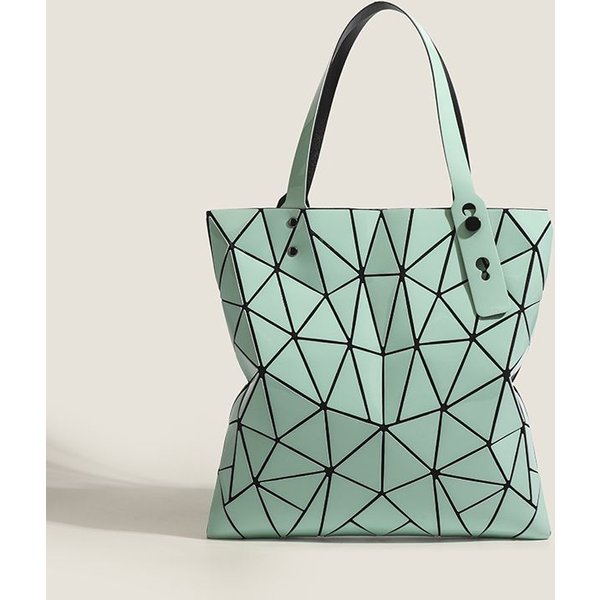 ŚWiecąCa Geometryczna Pikowana Torba Na Ramię Dla Kobiet OdbijająCa śWiatłO Modna Torba Typu Tote Torebka Styl Zielony-image