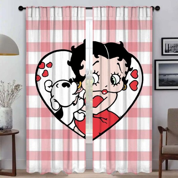 B-Bettys Boops ZasłOny Do Salonu ZasłOna ZaciemniająCa 2 Sztuki Rolety Przegroda Tiul Do Sypialni Kuchni Elegancki W50Xh70Cmx2Pcs-Cl-image