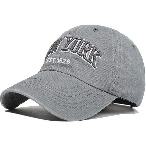Gorra De AlgodóN Lavado New York Para Hombres Mujeres Gorras Gorras Snapback Gorras De BéIsbol ProteccióN Solar Casquette Gorra De Papa Gorra Para Exteriores Gris-image