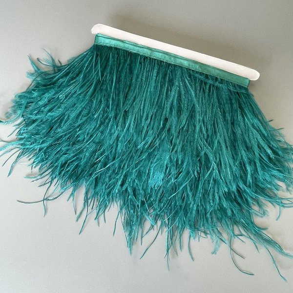 TaśMa Z PióR Strusia 13-18 Cm, 5-7 Cali, LamóWka Z PióR, Do Samodzielnego Wykonania, Dekoracji Sukni śLubnej, AkcesorióW 2 Meters Peacock Niebieski Kolor-image
