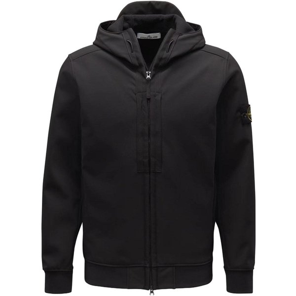 Stone Island FW23 Soft Shell-R E.Dye® Wiatroszczelna Wodoodporna OddychająCa Softshellowa Kurtka Z Kapturem I Zamkiem Na DłUgi RęKaw MęSkie Kurtki Czarna 7915Q0122V0029 L-image