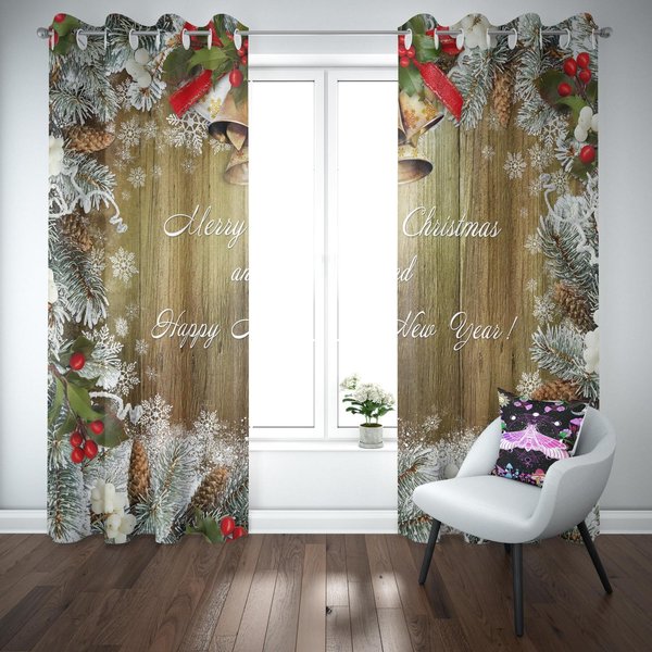 Cortinas NavideñAs Para Sala De Estar, Cortinas Finas Para Dormitorio, Cortina Opaca Con Estampado De Copos De Nieve, Ojales En La Parte Superior, DecoracióN Del Hogar, 2 Paneles W50H130(Cm)X2Pcs&Hook-image
