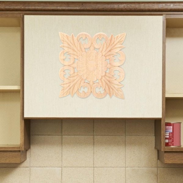 Aplique Onlay De Madera Tallada CalcomaníA Tallada Sin Pintar DecoracióN Para El Hogar Gabinete Muebles White-image