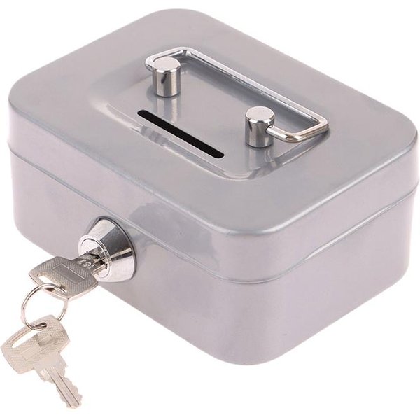 Sejf Na PieniąDze Mini Kasetka Na PieniąDze Metalowy Klucz Skarbonka MałA Skrzynka ZabezpieczająCa Z Zamkiem PrzenośNe Solidne Zamykane Kasetki Na Monety Gray-image