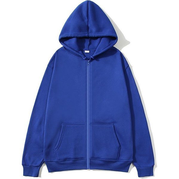 Jesień Zima Unisex Bluza Rozpinana Na Zamek Kardigan Bluza Z Kapturem Jednolity Kolor Pusta Odzież Sportowa Top S-image
