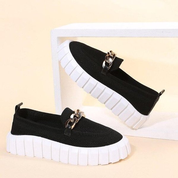Mocasines De Cadena Para Mujer Zapatos Planos Para Mujer Punta Redonda Slip On Zapatillas De Malla Zapatos Casuales Zapatos Planos De Tela Transpirables CóModos Para Caminar 42 White-image