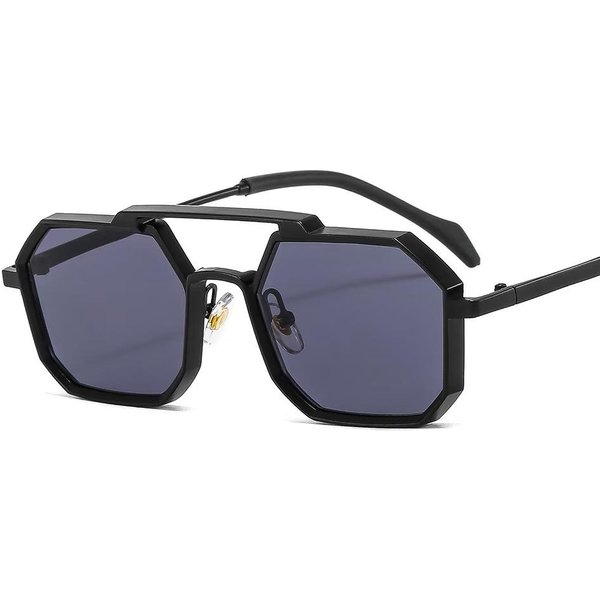 Nuevas Gafas De Sol Poligonales De Metal Con Doble Puente Y Montura Grande ProteccióN UV400 Moda Unisex Lente Espejo Gafas De Sol 1PC-image