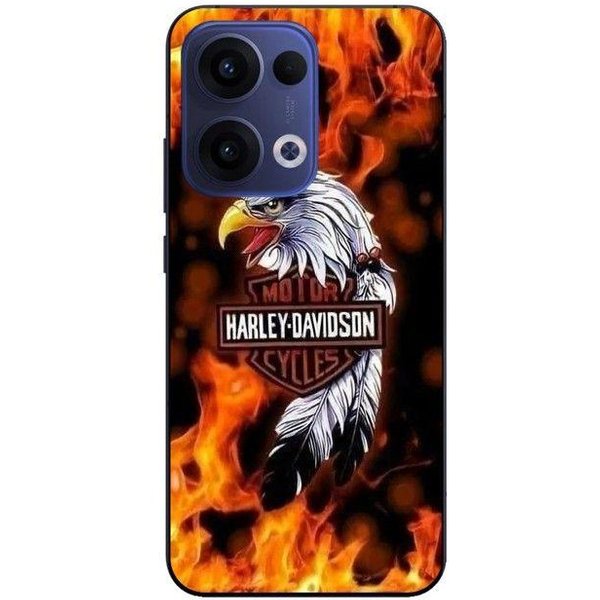 Coque De TéLéPhone - Maniacase - Oppo Reno 13 5G - Silicone - Souple - Harley Davidson Aigle Feu Negro-image