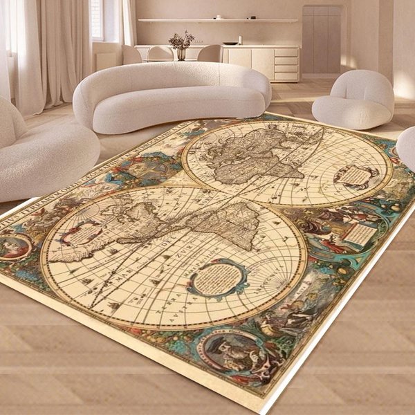 Dywanik Mat Dywanik Mapa Vintage - Retro WzóR ŚWiata Dekoracja Domu MięKki Dywanik PodłOgowy Do Salonu Dekoracja Domowego Salonu 40X60Cm-image