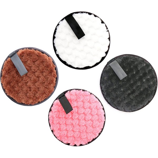 4 Piezas Almohadillas Desmaquillantes Redondas Doble Cara Reutilizables Suaves PortáTiles Lavables Maquillaje Almohadilla De Microfibra-image