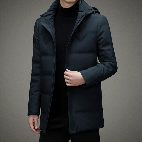 Chaqueta De PlumóN Para Hombre, Chaqueta De PlumóN Con Capucha De Longitud Media Para OtoñO E Invierno, Chaqueta De PlumóN CáLida Para Negocios Para Hombre 4XL Verde-image