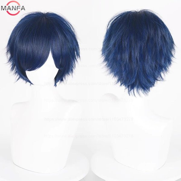 Peluca De Cosplay Anime 30Cm Corta Recta Negro Blanco Verde MarróN PúRpura Azul Gris Rojo Oro Hombre Mujer Cabello SintéTico Resistente Al Calor-image