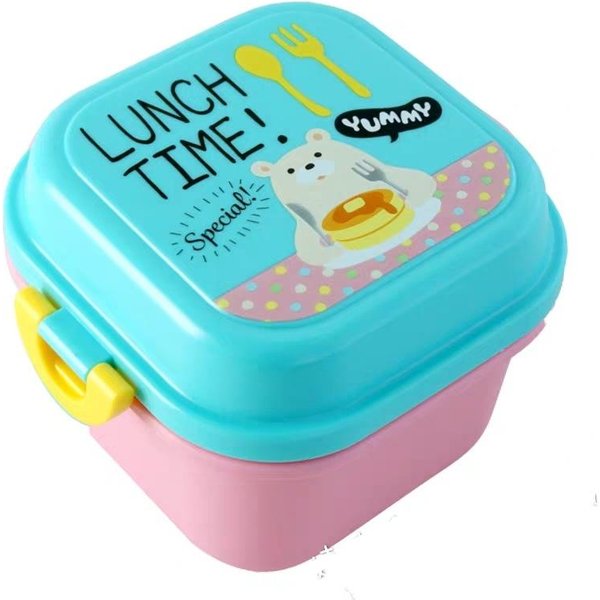Lonchera Para NiñOs, Lonchera Escolar De 2 Capas Para Microondas, Bonita Lonchera Para Refrigerios, Contenedor De Comida, Vajilla De Doble Capa, Lonchera Bento De Frutas-image