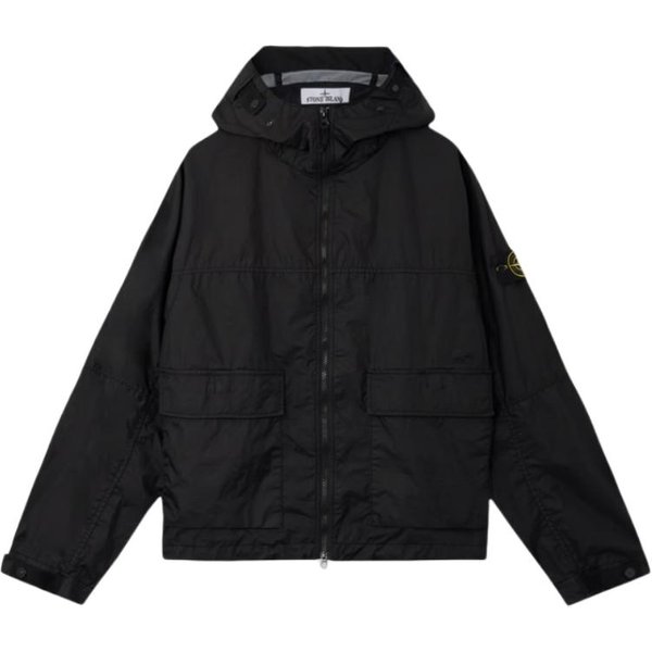 Stone Island ColeccióN Primavera Verano SS26 Insignia Manga Logo Bolsillo Chaqueta Impermeable Con Capucha Unisex Chaquetas L1S154100004S0A21-V0029 M Black-image