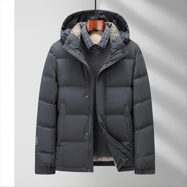 Chaqueta De Plumas Para Hombre OtoñO E Invierno Nueva Acolchada Con Capucha Desmontable CáLida De PlumóN De Pato Engrosada Chaqueta Juvenil 4XL Gray-image