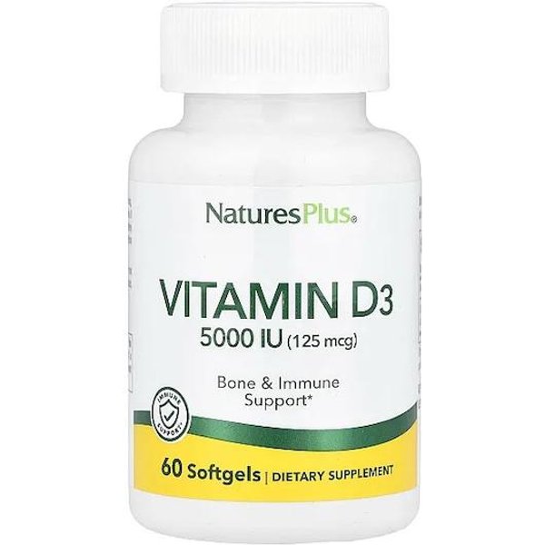 Nature's Plus- Witamina D3, 5000 Iu, 60 KapsułEk MięKkich-image