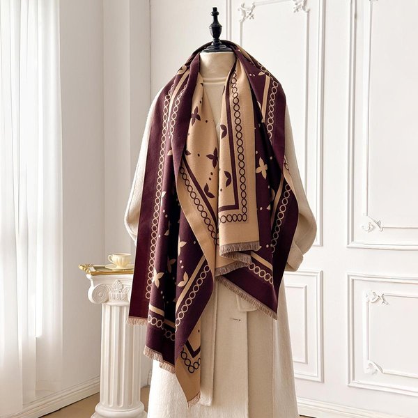 Bufanda De Cachemira CáLida De Invierno De Lujo Para Mujer Chal Pashmina Jacquard Envoltorio PañUelo De Cuello Resistente Al FríO Bufanda Femenina Echarpe-image
