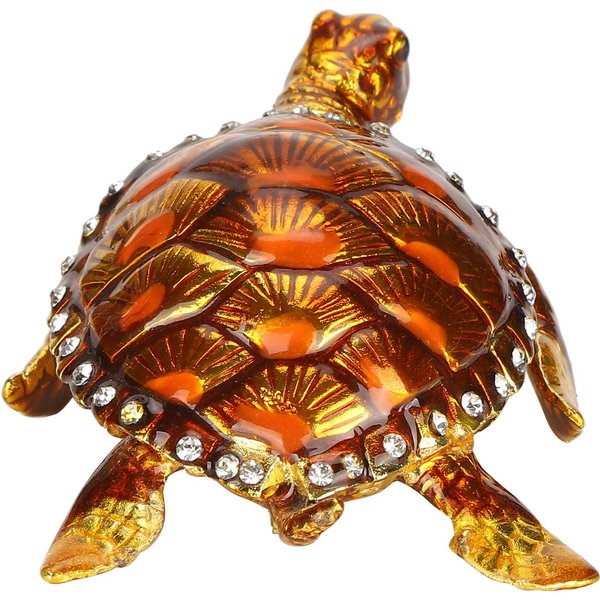 Figura De Tortuga Galvanizada Joyero Caja De Almacenamiento De Baratijas Adorno Con PedreríA Brown-image