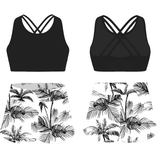 DziecięCe DziewczęCe Z Nadrukiem Rash Guard Tankini Sport Crop Top + Spodenki KąPielowe StróJ KąPielowy Stroje KąPielowe PlażOwe 13-14 Years-image