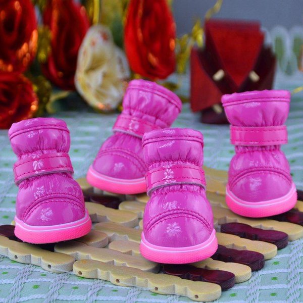 Freeship 4 Szt. Zimowe Buty Dla MałYch PsóW CiepłE Polarowe Buty Dla SzczeniąT Wodoodporne Buty śNieżNe Dla PsóW Chihuahua Yorkie Teddy Shoes XS-image