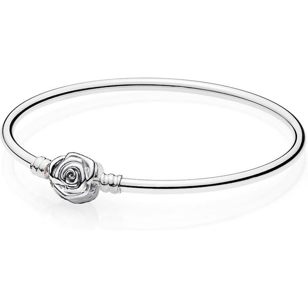 Oryginalna Bransoletka Moments Rose In Bloom ZapięCie Wąż ŁAńCuch Fit Europe Bransoletka 925 Srebro Sterling Koralik Charm BiżUteria ZróB To Sam 17Cm White-image