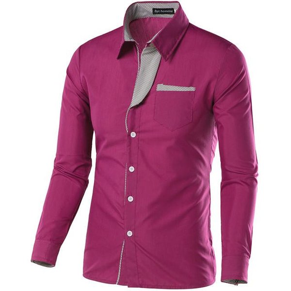 Camisa De Manga Larga De Negocios Para Hombre Camisa Casual Transpirable Camisa De Gran TamañO 3XL Rosa Oscuro-image
