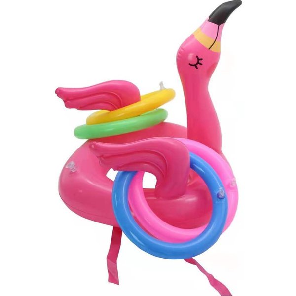 Juguetes De Juego De Lanzamiento De Anillos De Flamenco Inflable Rosa Juego De Lanzamiento De Anillos De Flamenco Anillos Y Anillos Inflables De Color Aleatorio Pink-image