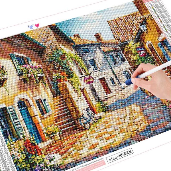 Pintura De Diamante 5D Diy, Bordado De Paisaje, Diamante Redondo Completo, Punto De Cruz, DecoracióN Del Hogar De Flores 40X50CM-image
