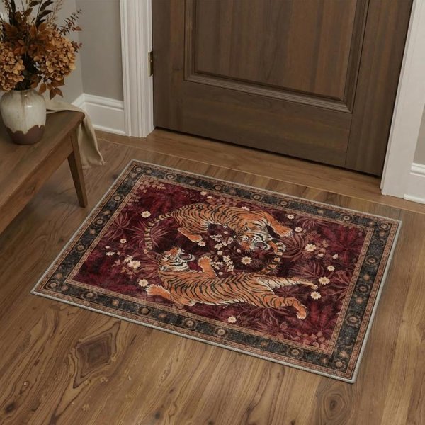 Vintage Boho Tygrys Mata PodłOgowa AntypośLizgowa Mata WejśCiowa Witamy Drzwi Mata Sypialnia Kuchnia Dywan Dekoracja Domu 50X80Cm 20X31Inch-image