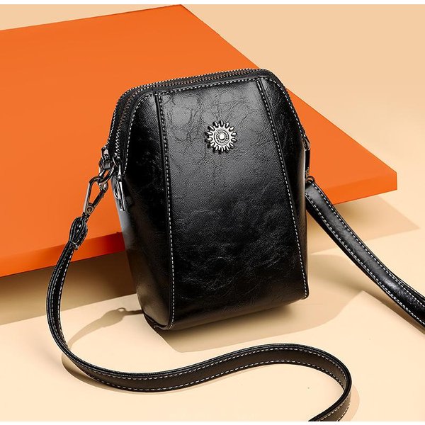 Prosta Konstrukcja PU SkóRzane Torby Na Ramię Crossbody Dla Kobiet Retro Torebki I Portmonetki Damskie Torby Listonoszki Na Telefon KomóRkowy Czarny-image
