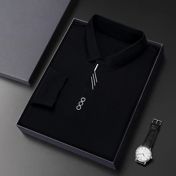 Camisa Polo De Manga Larga Para Hombre De OtoñO, Top Holgado Para Padre De Mediana Edad, Camiseta Casual Con Cuello Para Hombre Xxxxl-image