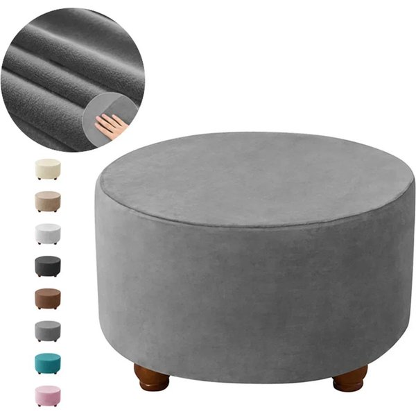 Fundas Redondas De Terciopelo Grueso Para Otomana EláSticas Todo Incluido Fundas Para Taburete ReposapiéS EláSticas Fundas Para Taburete ReposapiéS Para Sala De Estar M-image